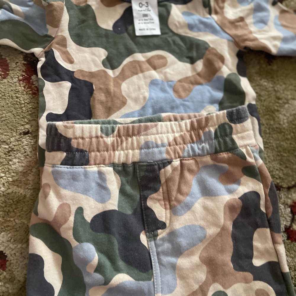 Green and Brown Camouflage Joggers with Elastic Waistband